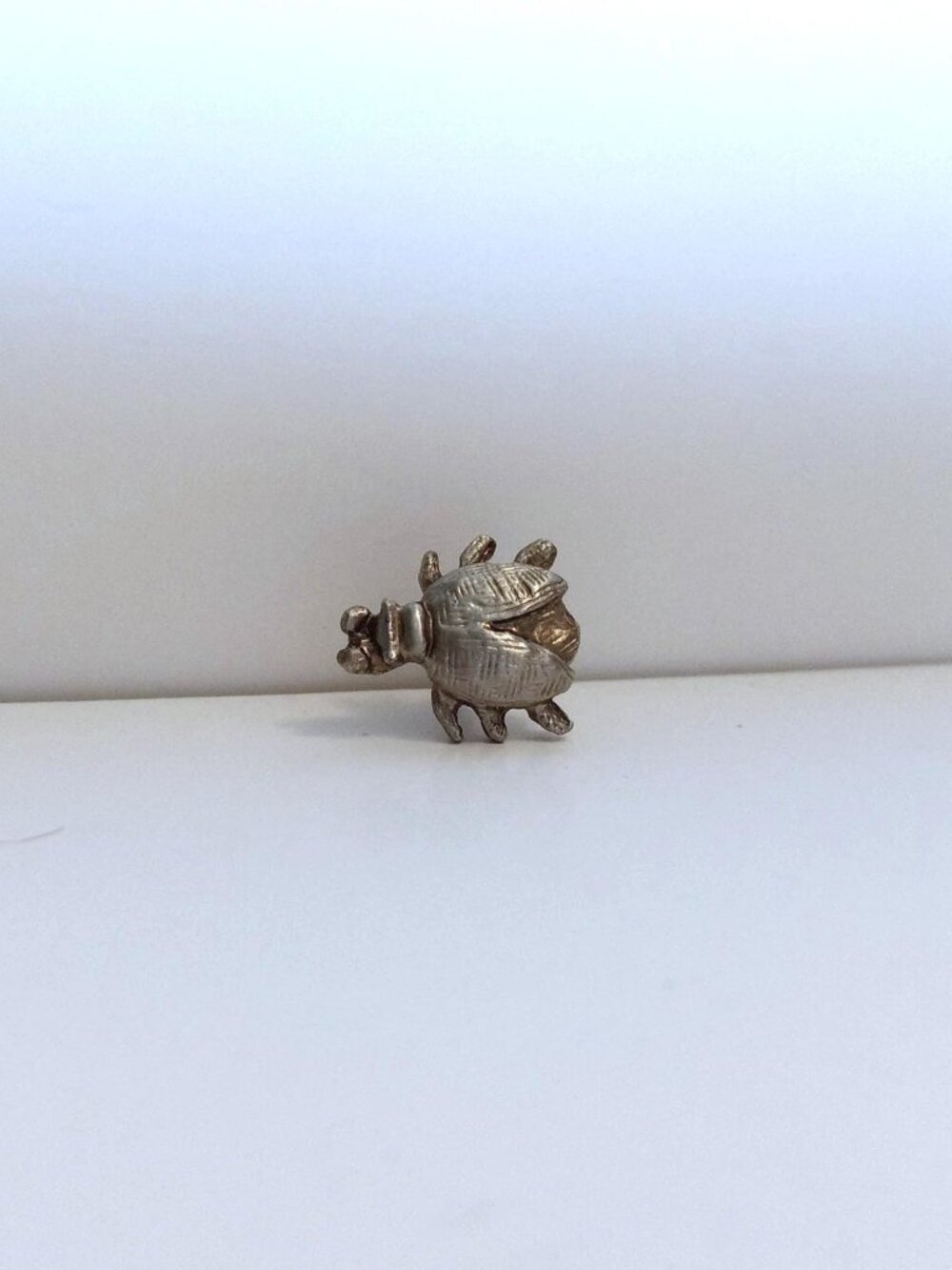 Vintage Beetle Tie Tack Pin Scarab Tick Silver Tone Mens Jewelry Insect - Picture 8 of 9